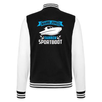 Wahre Jungs fahren Sportboot Männer Kapitän - College-Sweatjacke - Schwarz/Weiß - Hinten - Marisol (170cm)