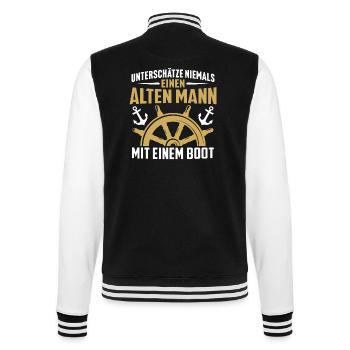 alten mann mit einem boot - College-Sweatjacke - Schwarz/Weiß - Hinten - Marisol (170cm)