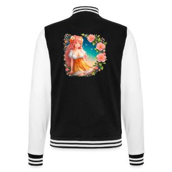 Anime Manga Kpop Girl in Garden - College-Sweatjacke - Schwarz/Weiß - Hinten - Marisol (170cm)