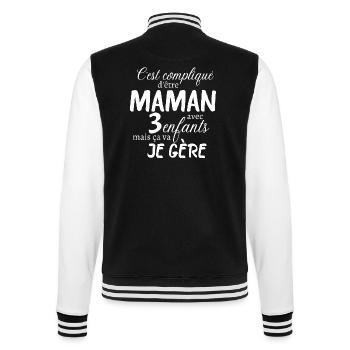 C'est compliqué d'être maman 3 enfants, je gère - Veste Teddy - noir/blanc - Dos - Marisol (170cm)