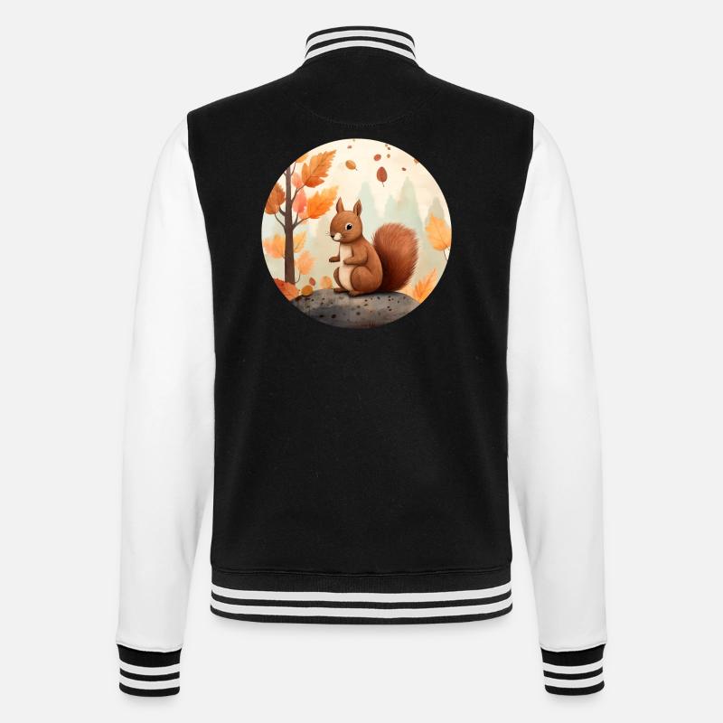 Eichhörnchen im Herbst - College-Sweatjacke - Schwarz/Weiß