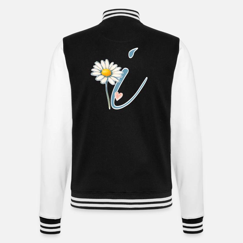 Letter i Daisy Heart - College Sweat Jacket - black/white