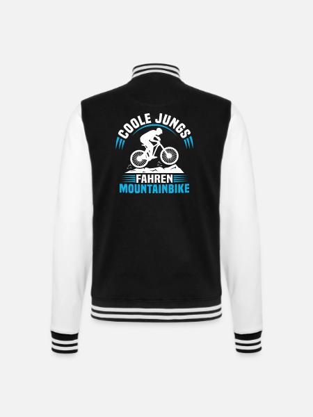 Coole jungs fahren mountainbike kinder jungen - College-Sweatjacke - Schwarz/Weiß
