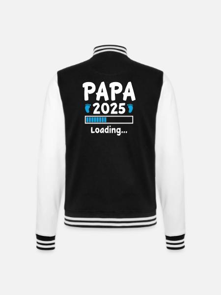 Papa Geschenk für werdende Vater Papa 2025 Loading - College-Sweatjacke - Schwarz/Weiß