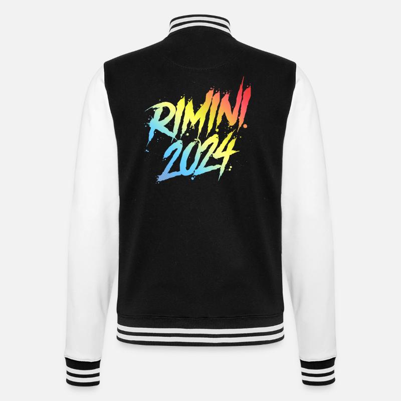 Rimini 2024 Bunt Urlaub Team - College-Sweatjacke - Schwarz/Weiß