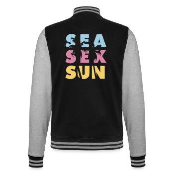 Design Sea S*x Sun Summer Vibe - College-Sweatjacke - Schwarz/Grau meliert - Hinten - Marisol (170cm)