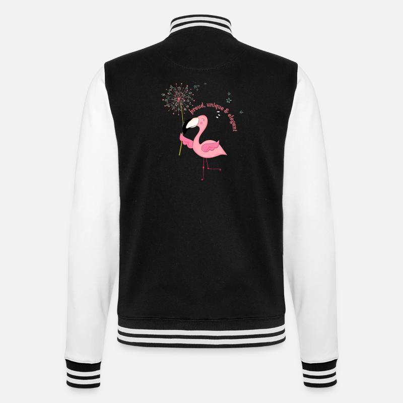 Flamingo "proud, unique & elegant - College-Sweatjacke - Schwarz/Weiß