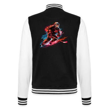 Hockeyspieler mit Hockeyschläger auf der Eisbahn - College-Sweatjacke - Schwarz/Weiß - Hinten - Marisol (170cm)