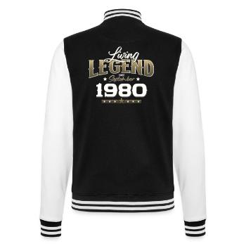 44. Geburtstag Legende September 1980 Jahrgang 80 - College-Sweatjacke - Schwarz/Weiß - Hinten - Marisol (170cm)