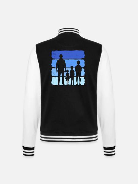 Papa und drei Kinder T-Shirt vater und 3 Söhne - College-Sweatjacke - Schwarz/Weiß