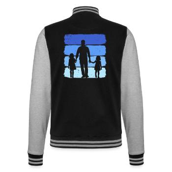 Father and Two Daughters Vintage Dad 2 Girls - College Sweat Jacket - black/heather grey - Back - Marisol (170cm)