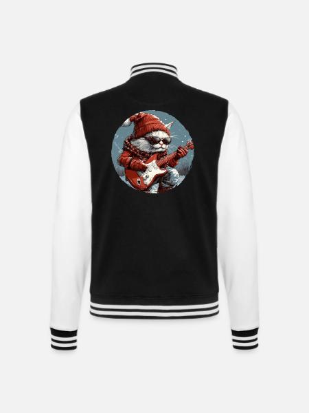 Cat Christmas Guitar Party - College Sweat Jacket - black/white