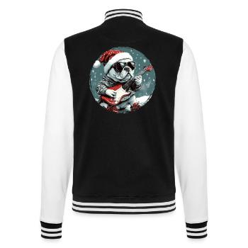 Französische Bulldogge Hund Weihnachten Rocker Git - College-Sweatjacke - Schwarz/Weiß - Hinten - Marisol (170cm)