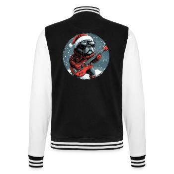 Staffordshire Bull Terrier Hund Weihnachten Rocker - College-Sweatjacke - Schwarz/Weiß - Hinten - Marisol (170cm)