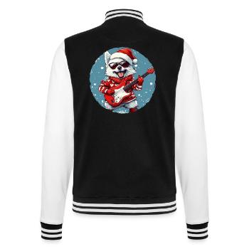 Akita Dog Guitare Rocker de Noël - Veste Teddy - noir/blanc - Dos - Marisol (170cm)