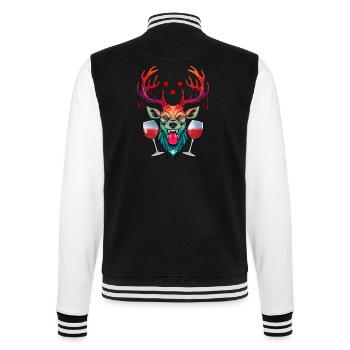09 Cerf de fête Deux verres de vin Vin rouge Cheers Star - Veste Teddy - noir/blanc - Dos - Marisol (170cm)