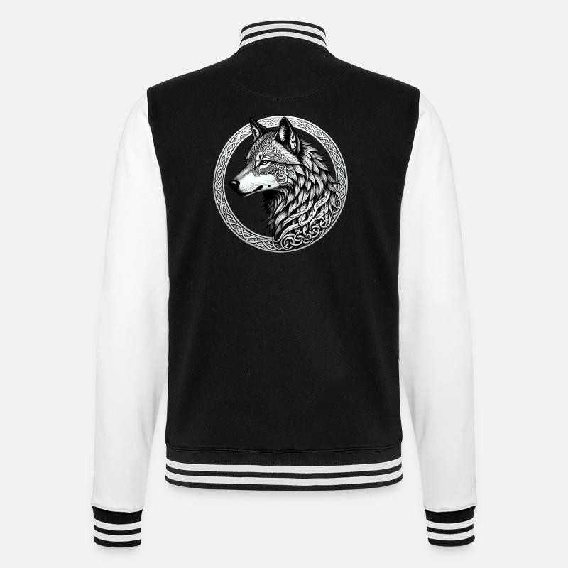 Wolf mit keltischem Knoten 02 - College-Sweatjacke - Schwarz/Weiß