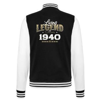 85th birthday Legendary since January Born in 1940 - College Sweat Jacket - black/white - Back - Marisol (170cm)