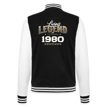 45th birthday Legendary since January Born in 1980 - College Sweat Jacket - black/white - Back - Marisol (170cm)