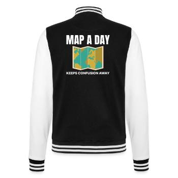 World Map GIS Cartography Earth Geography - College Sweat Jacket - black/white - Back - Marisol (170cm)