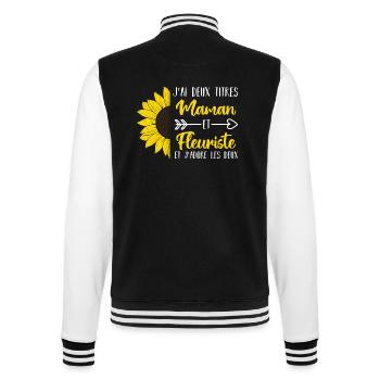 J'ai deux titres maman et fleuriste cadeau - Veste Teddy - noir/blanc - Dos - Marisol (170cm)