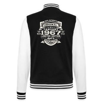 Born 1967 January 56th birthday Gift man - College Sweat Jacket - black/white - Back - Marisol (170cm)