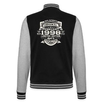 February born 1998 25th birthday gift man - College Sweat Jacket - black/heather grey - Back - Marisol (170cm)