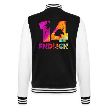 ENDLICH 14 EINHORN 14. GEBURTSTAG - College-Sweatjacke - Schwarz/Weiß - Hinten - Marisol (170cm)