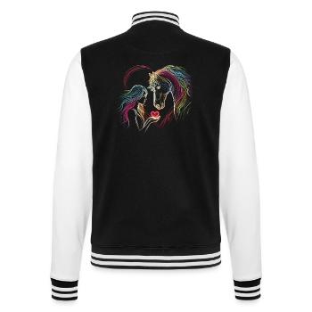 Reiterin, Reiterin, Reiten, Pferd, Herz - College-Sweatjacke - Schwarz/Weiß - Hinten - Marisol (170cm)