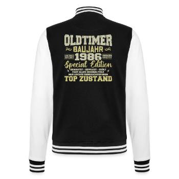 Jahrgang 1986 geboren Retro Geburtstag Vintage - College-Sweatjacke - Schwarz/Weiß - Hinten - Marisol (170cm)