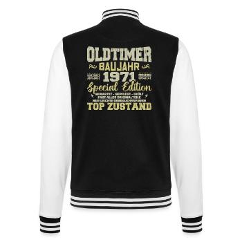 Jahrgang 1971 geboren Retro Geburtstag Vintage - College-Sweatjacke - Schwarz/Weiß - Hinten - Marisol (170cm)