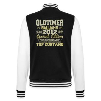 Jahrgang 2012 geboren Retro Geburtstag Vintage - College-Sweatjacke - Schwarz/Weiß - Hinten - Marisol (170cm)
