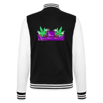 Die Blooms - Weed Cannabis Stoned Couch Chiller - College-Sweatjacke - Schwarz/Weiß - Hinten - Marisol (170cm)