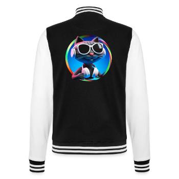 Katze Brille Turntable DJ Disco Club Kopfhörer - College-Sweatjacke - Schwarz/Weiß - Hinten - Marisol (170cm)