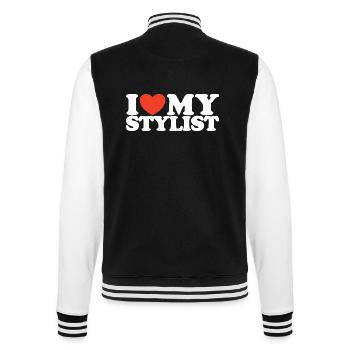 I love My stylist Herz Shirt - College-Sweatjacke - Schwarz/Weiß - Hinten - Marisol (170cm)