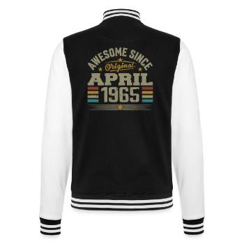 April 1965 Birthday Gift Idea Vintage 1965 - College Sweat Jacket - black/white - Back - Marisol (170cm)