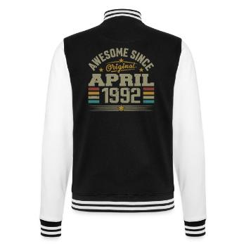 April 1992 Geburtstag Vintage Geschenkidee 1992 - College-Sweatjacke - Schwarz/Weiß - Hinten - Marisol (170cm)