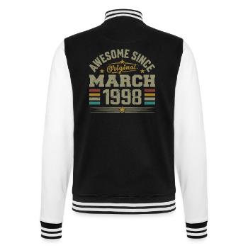 März 1998 Geburtstag Vintage Geschenkidee 1998 - College-Sweatjacke - Schwarz/Weiß - Hinten - Marisol (170cm)