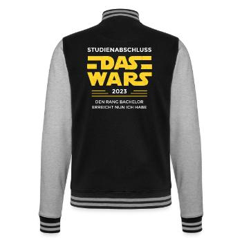 Studium Abschluss das wars Bachelor Geschenkidee - College-Sweatjacke - Schwarz/Grau meliert - Hinten - Marisol (170cm)