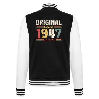 77th Birthday Original August 1947 Year 1947 - College Sweat Jacket - black/white - Back - Marisol (170cm)