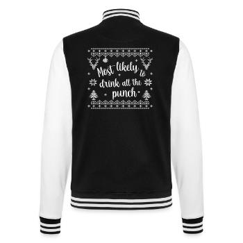 most likely to drink all the punch - College Sweat Jacket - black/white - Back - Marisol (170cm)