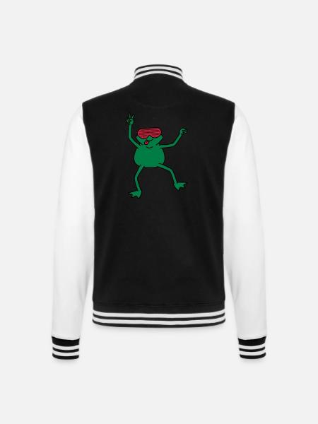 funky_frog - College Sweat Jacket - black/white