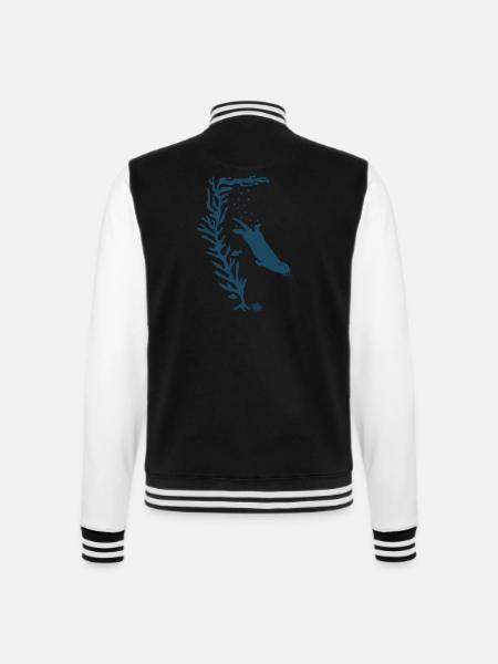 sea otter kelp forest california see meer ocean - College-Sweatjacke - Schwarz/Weiß
