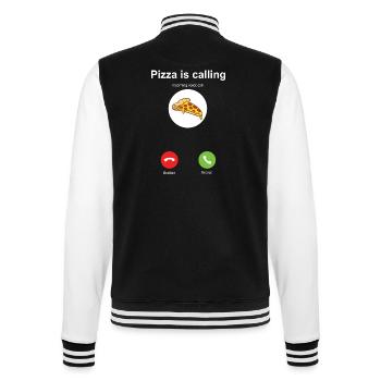 Die Pizza ruft ich muss gehen - College-Sweatjacke - Schwarz/Weiß - Hinten - Marisol (170cm)