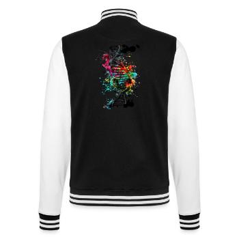 Aquarelle, encre double hélice en noir coloré - Veste Teddy - noir/blanc - Dos - Marisol (170cm)