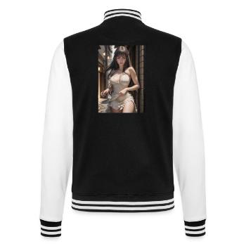 Woman in a alley, town,Generated AI - College Sweat Jacket - black/white - Back - Marisol (170cm)