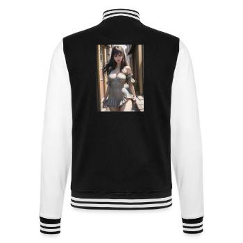 Woman in a alley, town,Generated AIw - College-Sweatjacke - Schwarz/Weiß - Hinten - Marisol (170cm)