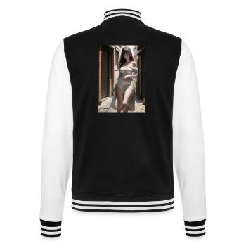 Woman in a alley, town,Generated AI - College Sweat Jacket - black/white - Back - Marisol (170cm)
