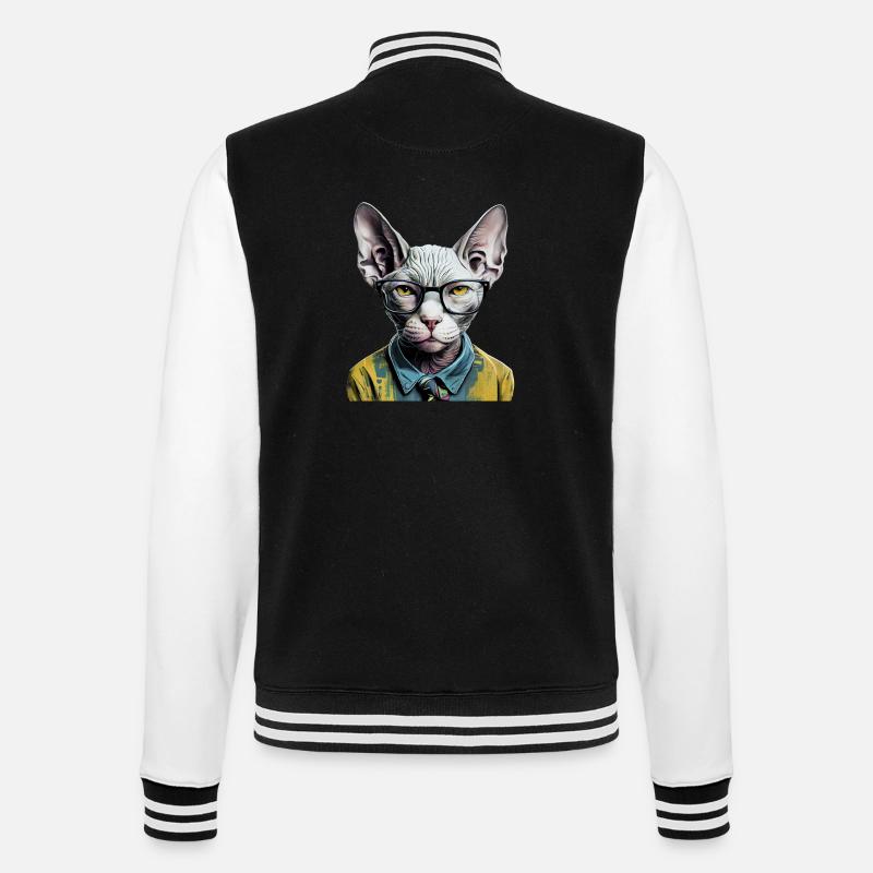 Hipster cat Ziggy - College Sweat Jacket - black/white