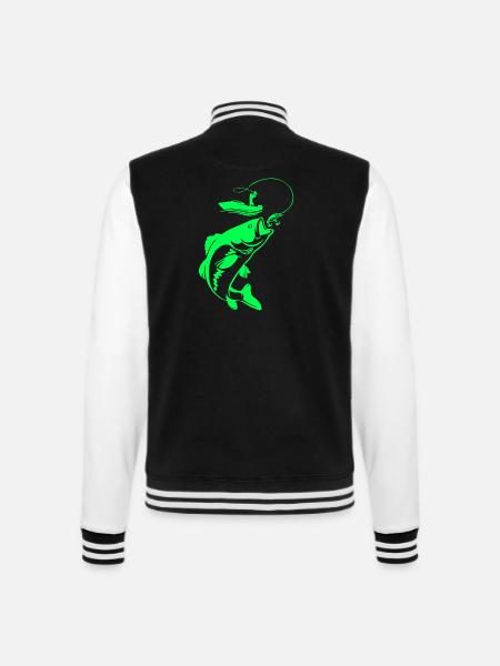 fisch, fisch, angeln, see, meer, angeln, fauna, exotisch - College-Sweatjacke - Schwarz/Weiß